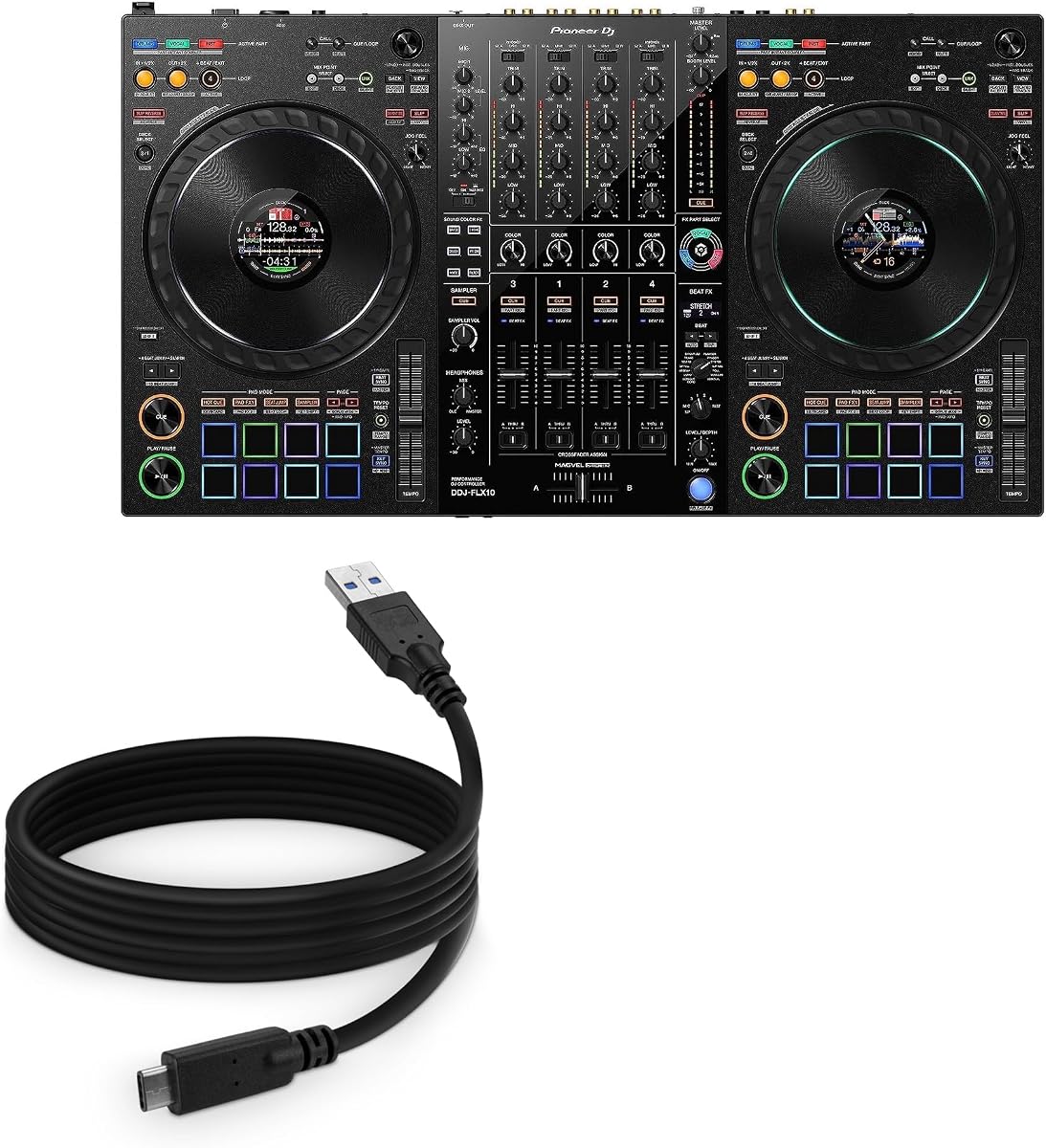 BoxWave Cable Compatible with Pioneer DJ DDJ-FLX10 - DirectSync - USB 3.0 A to USB 3.1 Type C, USB C Charge and Sync Cable - 6ft - Black