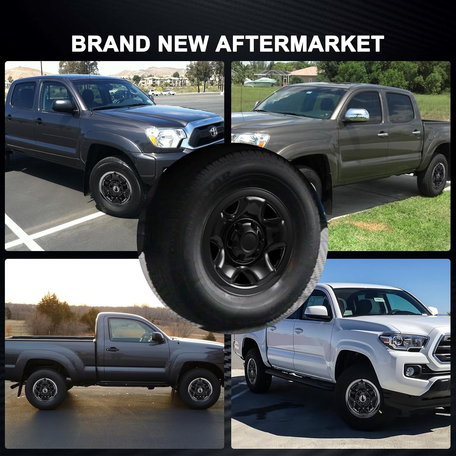 Wheel Skins Compatible with Toyota Tacoma 2005-2023 16 inch Wheel Covers Set of 4 Packs (Glossy Black)