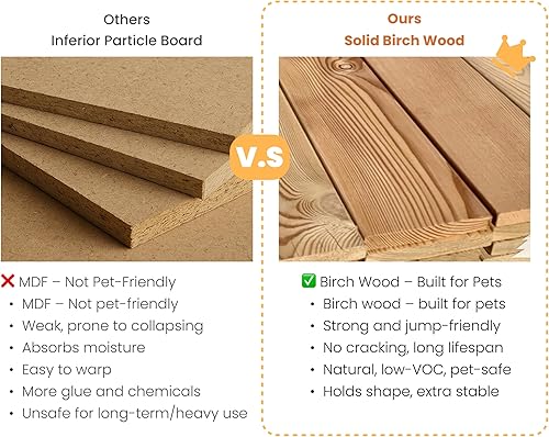 Miniatura 8 de MEWANG Escaleras de madera para mascotasescalones para mascotas, escaleras plegables 2 en 1 y rampa para camas y automóviles, escalera portátil para