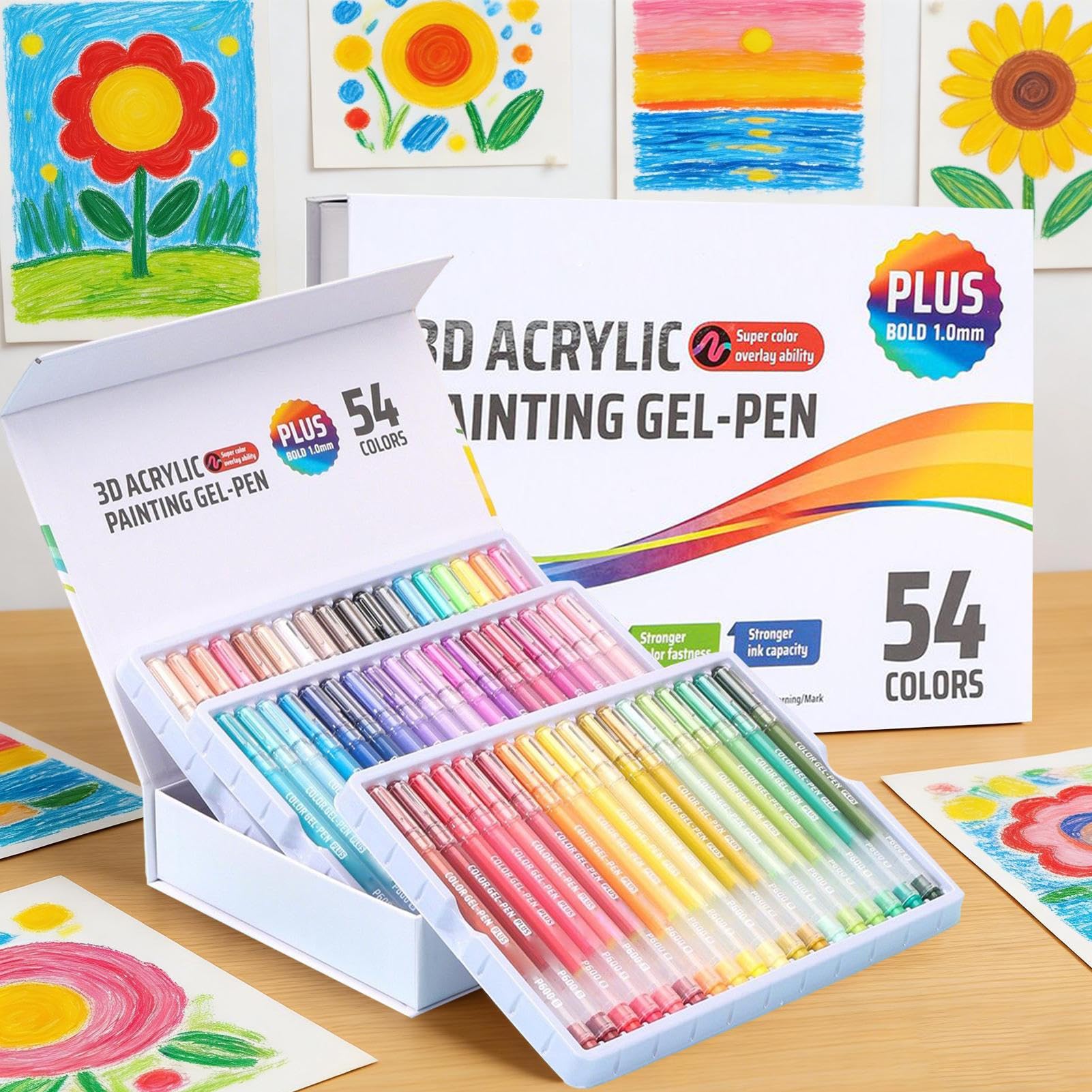 Set Di Penne A Gel Acrilico Marcatori per Disegno Retrattili con Punta Fine