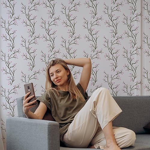 Miniatura 5 de FINGERINSPIRE Plantillas de pintura de ramas de 11.7 x 8.3 pulgadas, ramas grandes desnudas y flores en ciernes, plantilla de plástico PET para