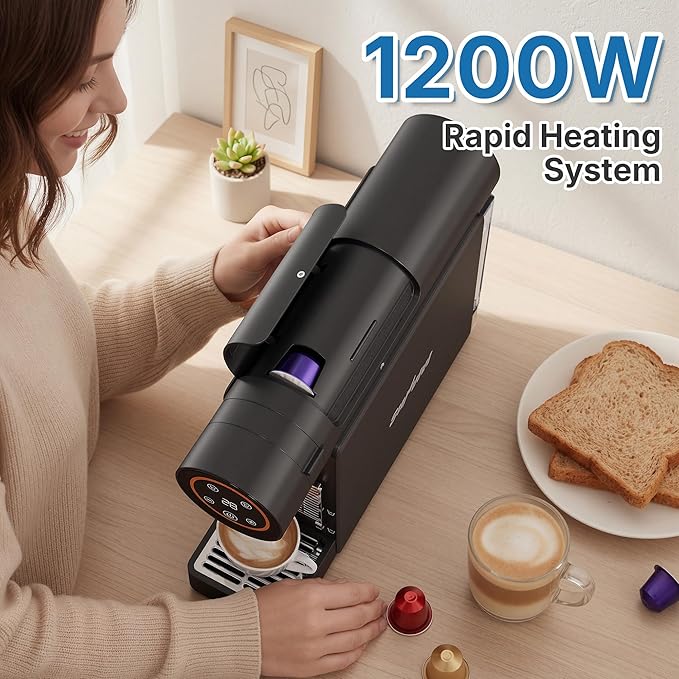 Cafetera de Cápsulas Compacta con Tanque Removible y 1200W miniatura 3