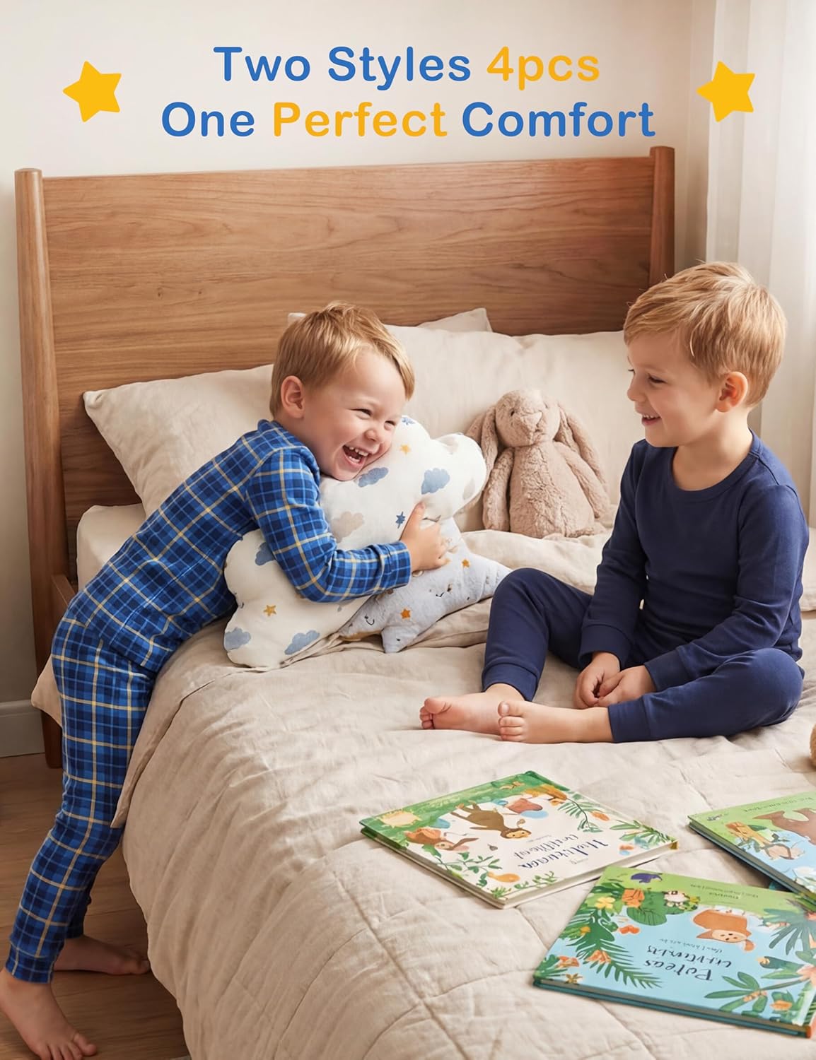 JunNeng Bamboo Viscose Pajamas for Toddler Boys, Baby Kids Soft Stretchy Pajamas Sets Sleeper - Image 6