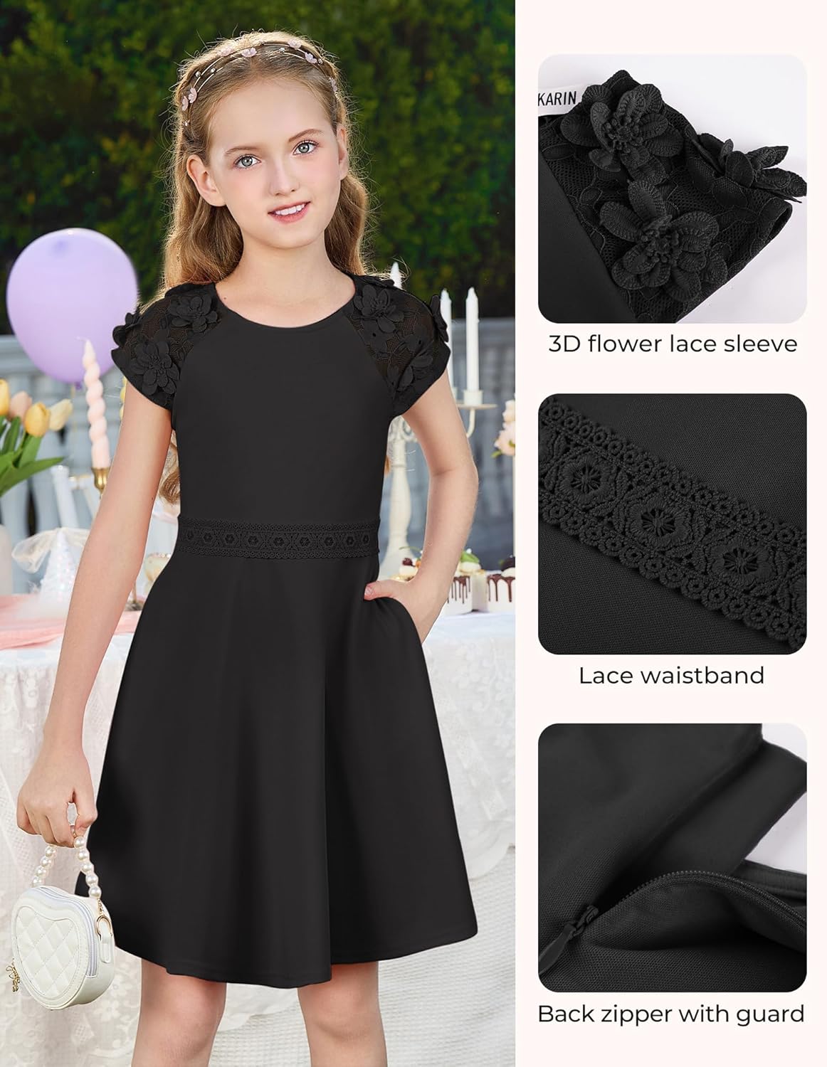 GRACE KARIN Girls' Short Sleeve Formal Dresses Girls Spring Party Dress Girl Summer Casual Dress 6-13 Years - Image 5