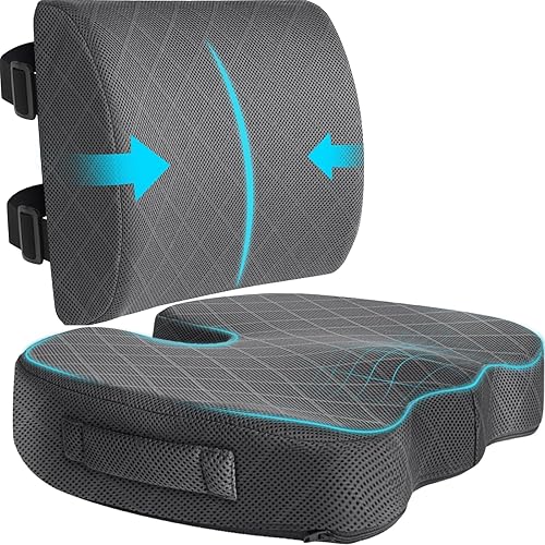 Miniatura 10 de TushGuard Cojín de Espalda y Asiento, Cojines de Asiento de Coche y Silla de Oficina, Almohada de Respaldo Lumbar de Espuma Viscoelástica