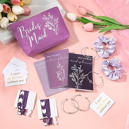 Vista 35 de Cunno 48 piezas de 8 juegos de regalos de propuesta de dama de honor, regalos a granel de boda Will You Be My Maid of Honor Matron of Honor, bolsas