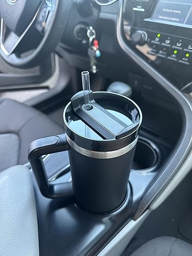 Miniatura 5 de Termo de taza de 30 onzas, acero inoxidable, doble cara, popote incluido, adecuado para portavasos de automóvil, rejilla manual, perfecto para