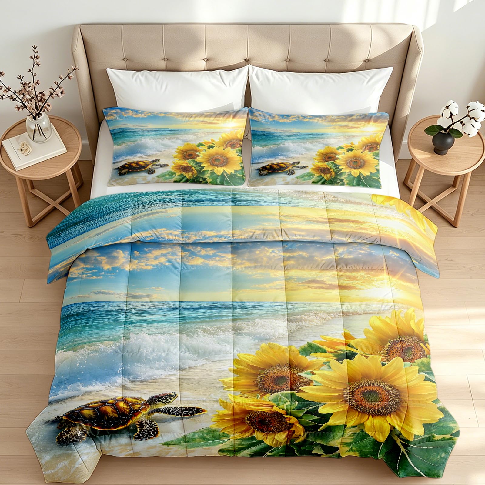 Generisch Daunendecke 155x220 4 Jahreszeiten Tropische Strand 3D Wende