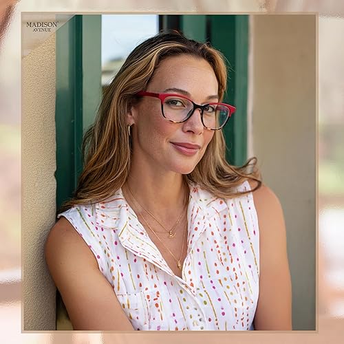 Vista 28 de Madison Avenue Square Vintage TR90 Blue Light Blocking Reading Glasses for Women, Anti Eyestrain/Glare Computer Readers