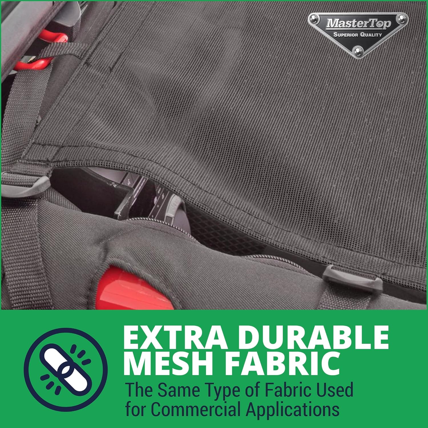 MasterTop ShadeMaker Mesh Bimini Sun Shade Top - Black - Full Length Top - Fits Jeep Wrangler JK 2-Door 2007-2018 - Blocks UV Rays, Wind and Noise - Compatible with Soft Top - Installs in Minute