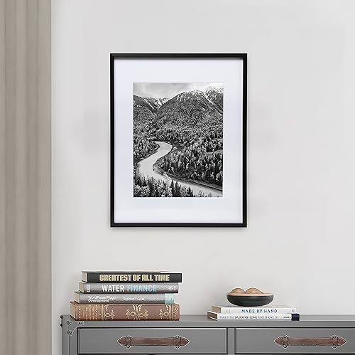 Miniatura 9 de FrameWorks Portarretratos de aluminio negro con vidrio templado, con paspartú extraíble, marco de fotos con esquinas fuertes, marco de fotos de 12 x