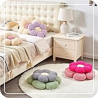 Vista 6 de Almohada Decorativa de Flores, Almohada de Suelo Suave Blanca con Forma de 14.9" para Decoración del Hogar, Lindas Almohadas Decorativas de Felpa