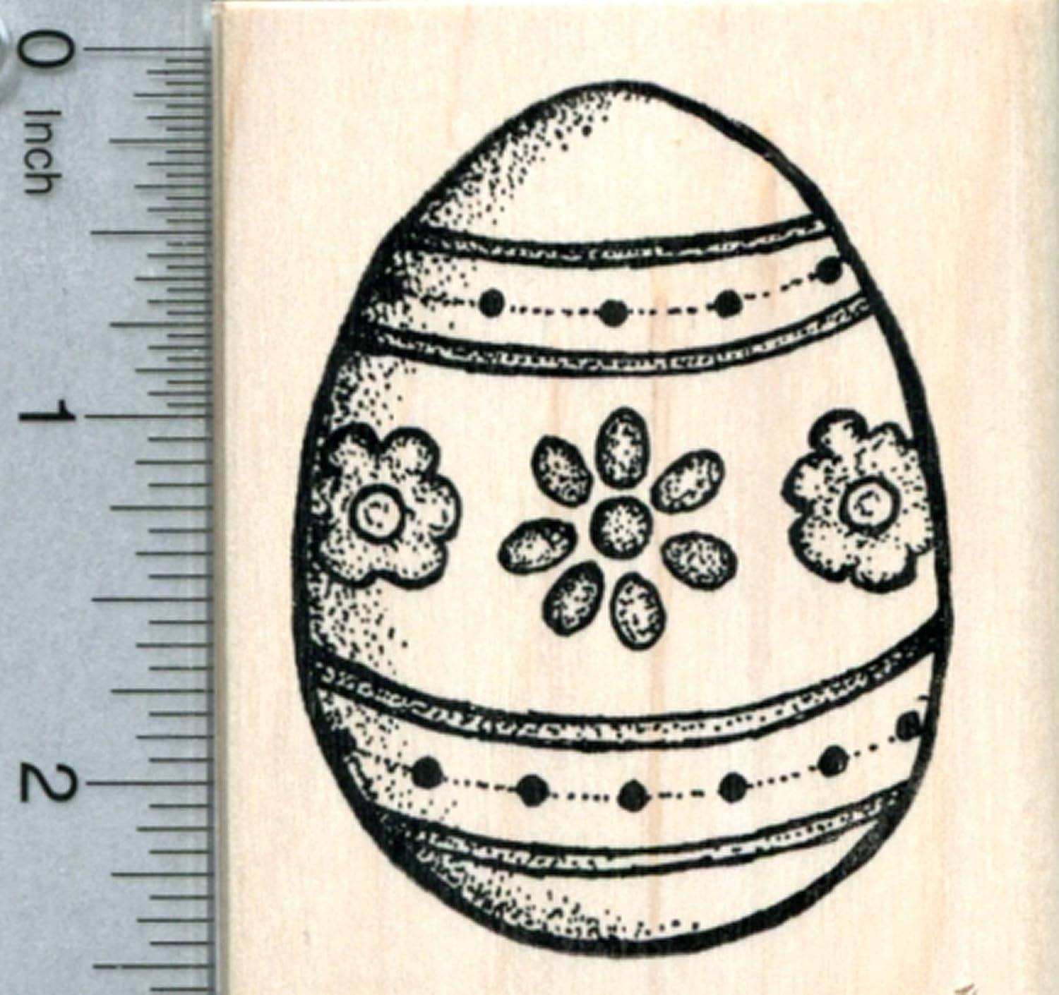 Easter Egg Rubber Stamp, Decorated with Flowers