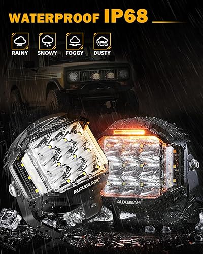 Miniatura 5 de Auxbeam V-MAX Series - Cápsulas de luz LED de 5 pulgadas, 168 W Offroad Side Shooter Luces de conducción redondas con 3 modos ámbar DRL, luz