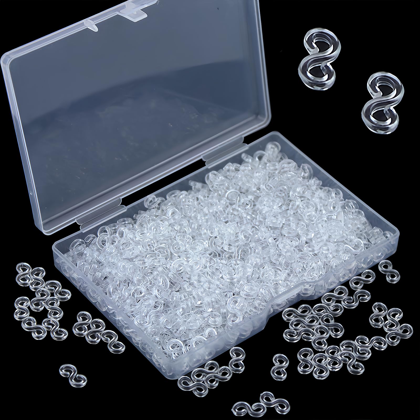 Naturahand 1000 Pcs S Clips for Loom Bracelets Making Kit Clear Plastic Connectors DIY Handicrafts Rubber Bands