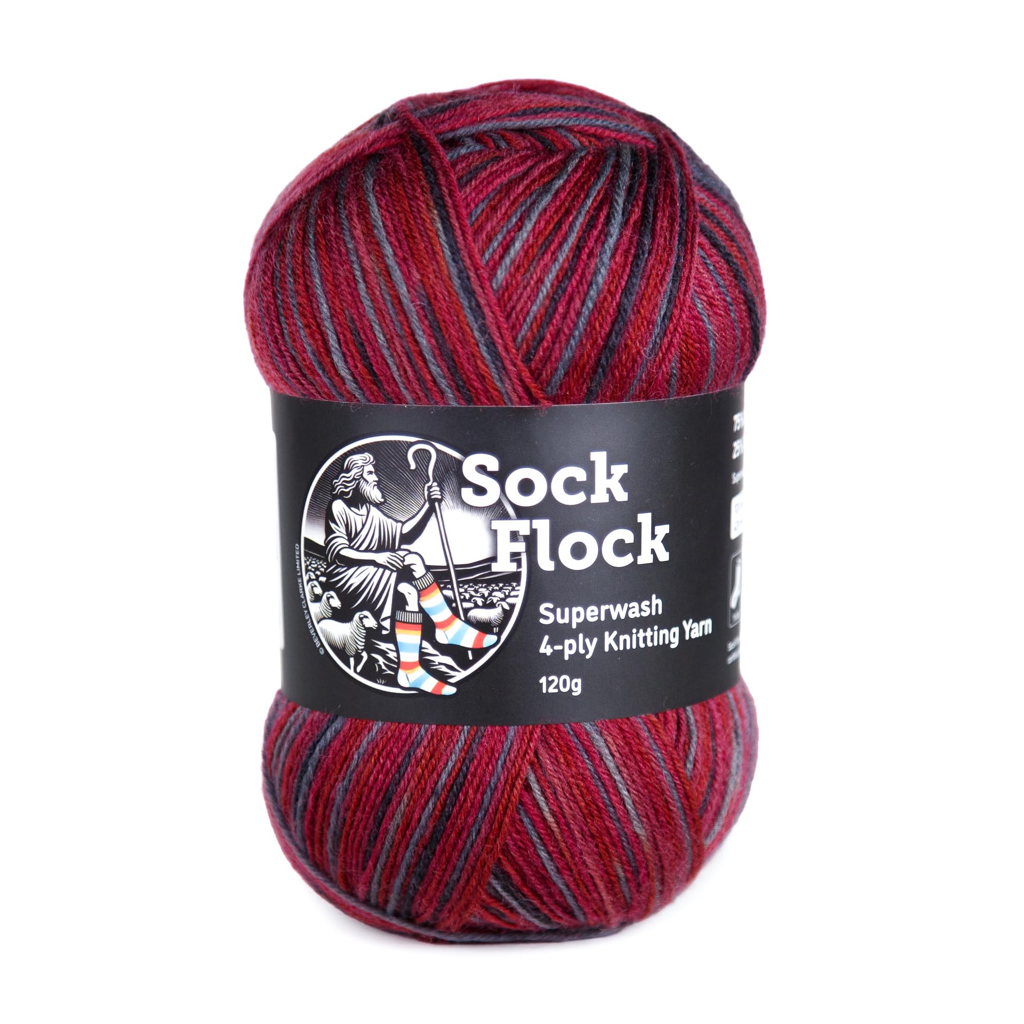 Sock Flock 120g 4-ply/Fingering Sock Yarn, New Zealand Wool 75% / Polyamide 25%, Machine Washable (420m/459y) - Roasted Fig