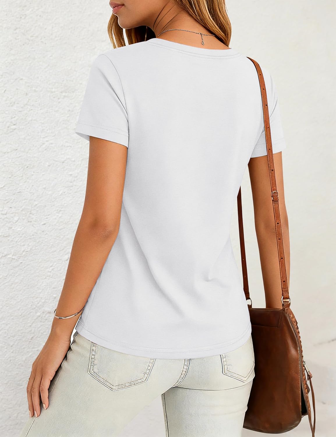 YUCOLEN Womens Cotton V Neck T Shirts Short Sleeve Summer Tops Casual Basic Tee Shirt 2026 Trendy Fashion Clothes - Image 3