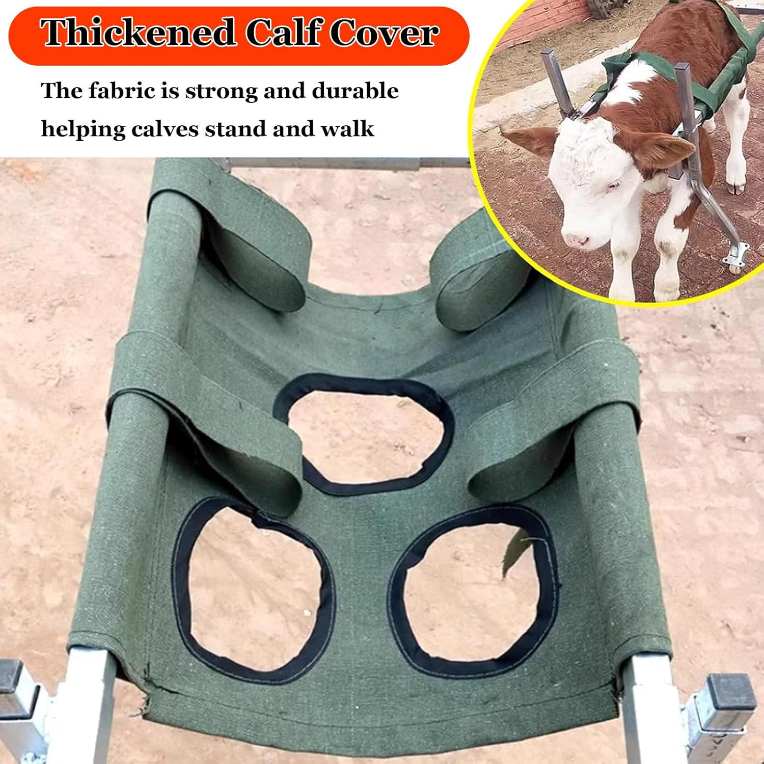 Adjustable Calf Standing Support Trolley with 4 Wheels, Detachable Mobility Assist Bracket for Cattle Recovery - Ideal for Farms & Clinics, Enhancing Calf Mobility