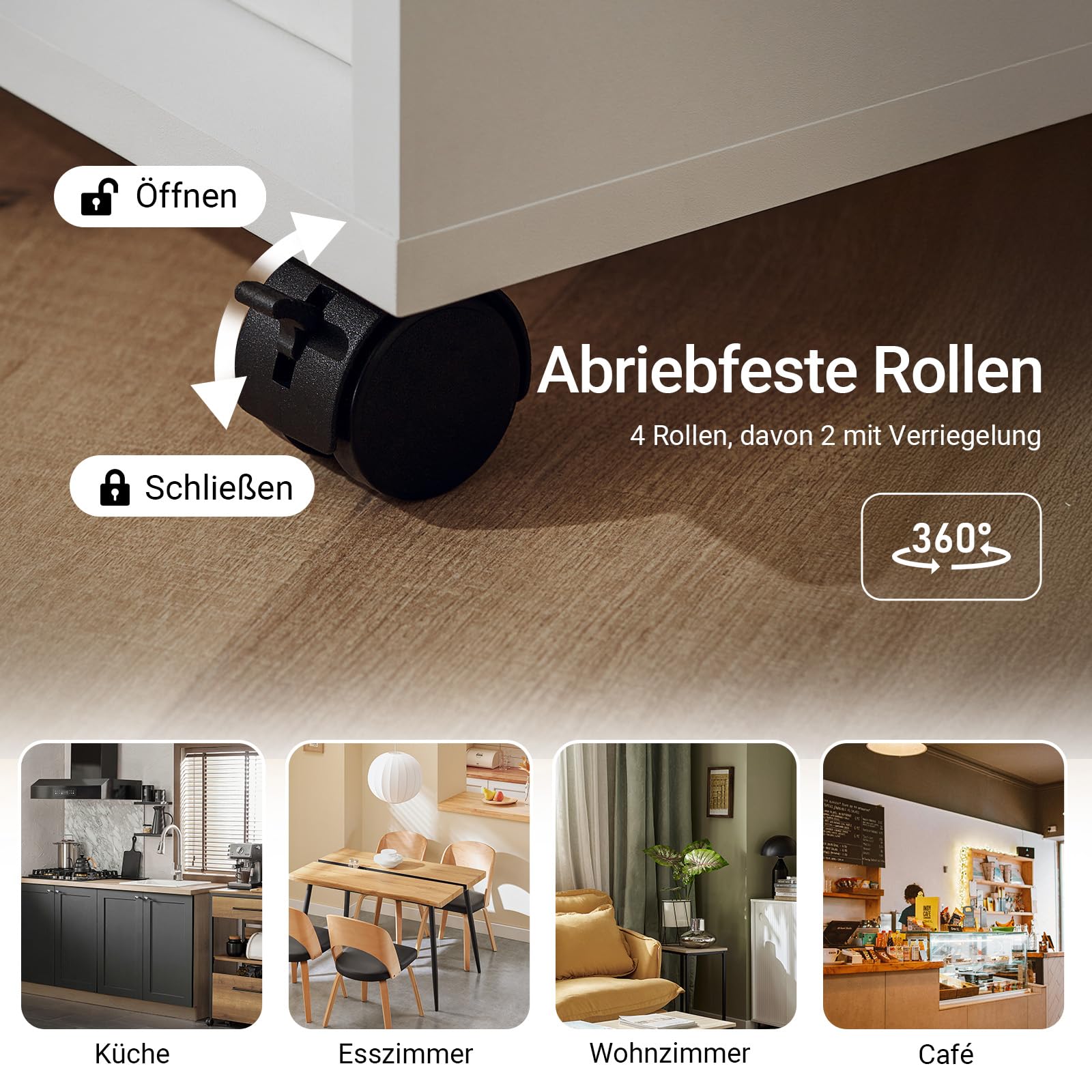 SoBuy Beistelltisch mit Rollen, 2-stufiger Rollender Beistelltisch mit Ablagefächern, Mobiles Bücherregal für Wohnzimmer, Schlafzimmer, Büro, L70 x B35 x H60cm Weiß FBT34-W