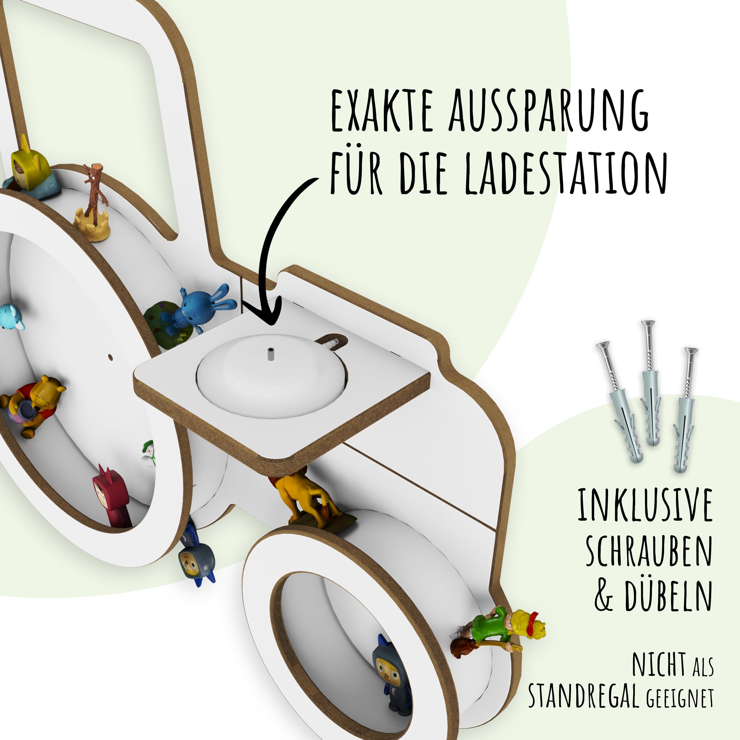 Holzura Toniebox Regal Traktor – Regal für Tonie Figuren, magnetisch, Aufbewahrung & Wandregal Kinderzimmer