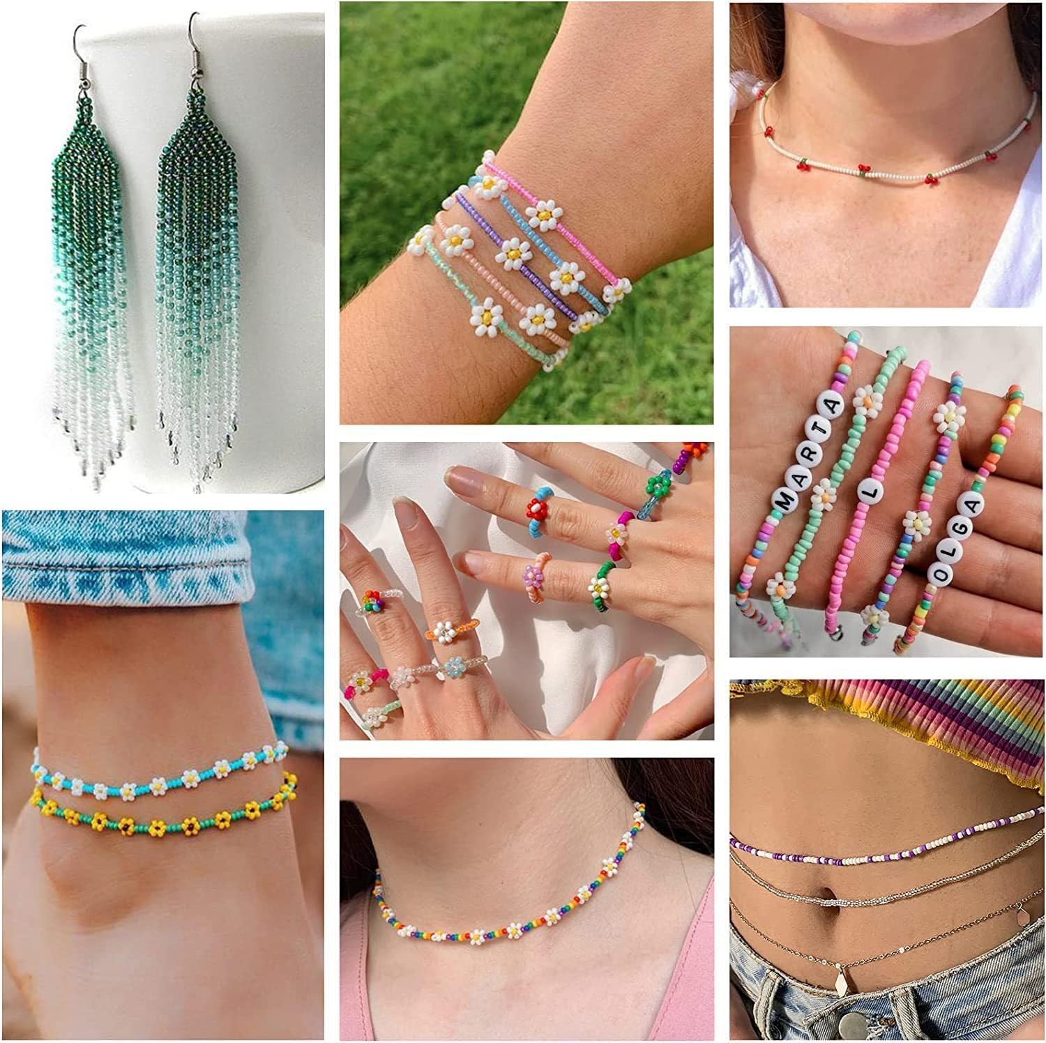 FunzBo Tonperlen-Armband-Set – 15000 Perlen, 144 Farben, 120 M Schnur, Mit Buchstabenperlen