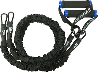 Resistance Bands – 20 lbs. Resistance – Carabiners Attached – 2 Handles Included – Sheath Covered - Mobility Exercise Strength Training