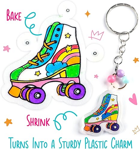 Miniatura 4 de GirlZone Kit de manualidades Shrink Me para crear arte retráctil y hacer tu propio llavero con hoja de plástico retráctil, marcador termorretráctil