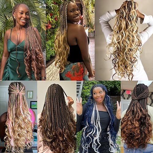 Miniatura 6 de Cabello trenzado preestirado de 20 pulgadas 8 paquetes de cabello trenzado francés rizado con rebote para trenzas de caja 353ozpaquete extensiones