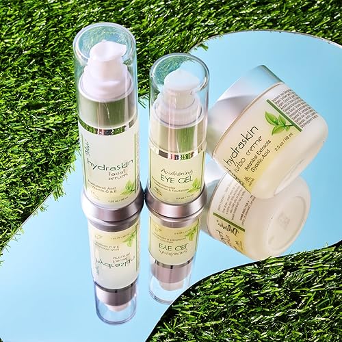 Miniatura 2 de Deluvia HydraSkin Awakening System, juego de cuidado de la piel, gel de ojos, suero facial, crema de noche con ácido hialurónico botánico, AHA,