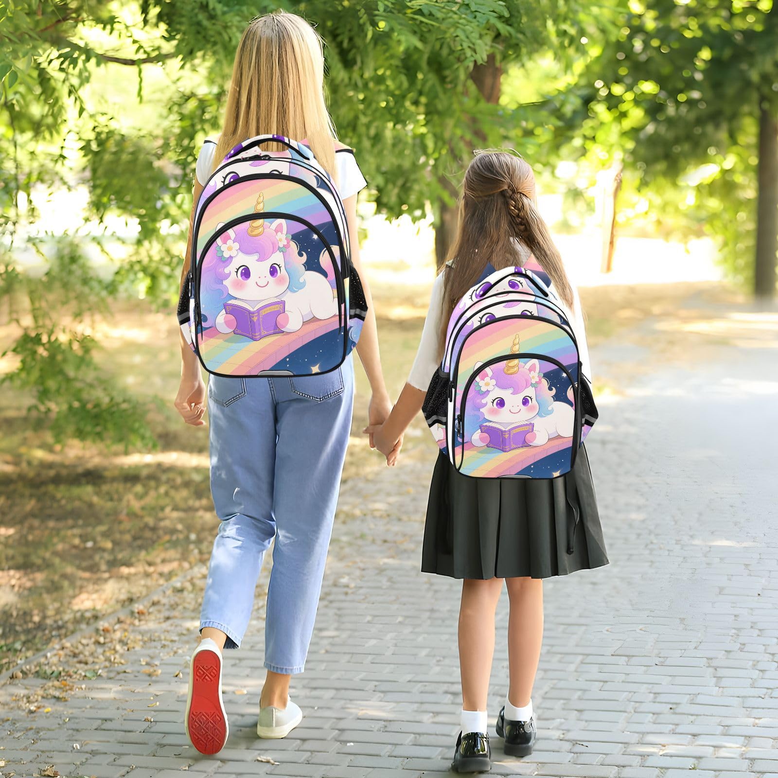KLL Uroczy plecak dla dzieci chłopca/dziewczęca torba na książki dla młodzieży studenckiej dzieci plecak podróżny kreskówka jednorożce czytanie książki