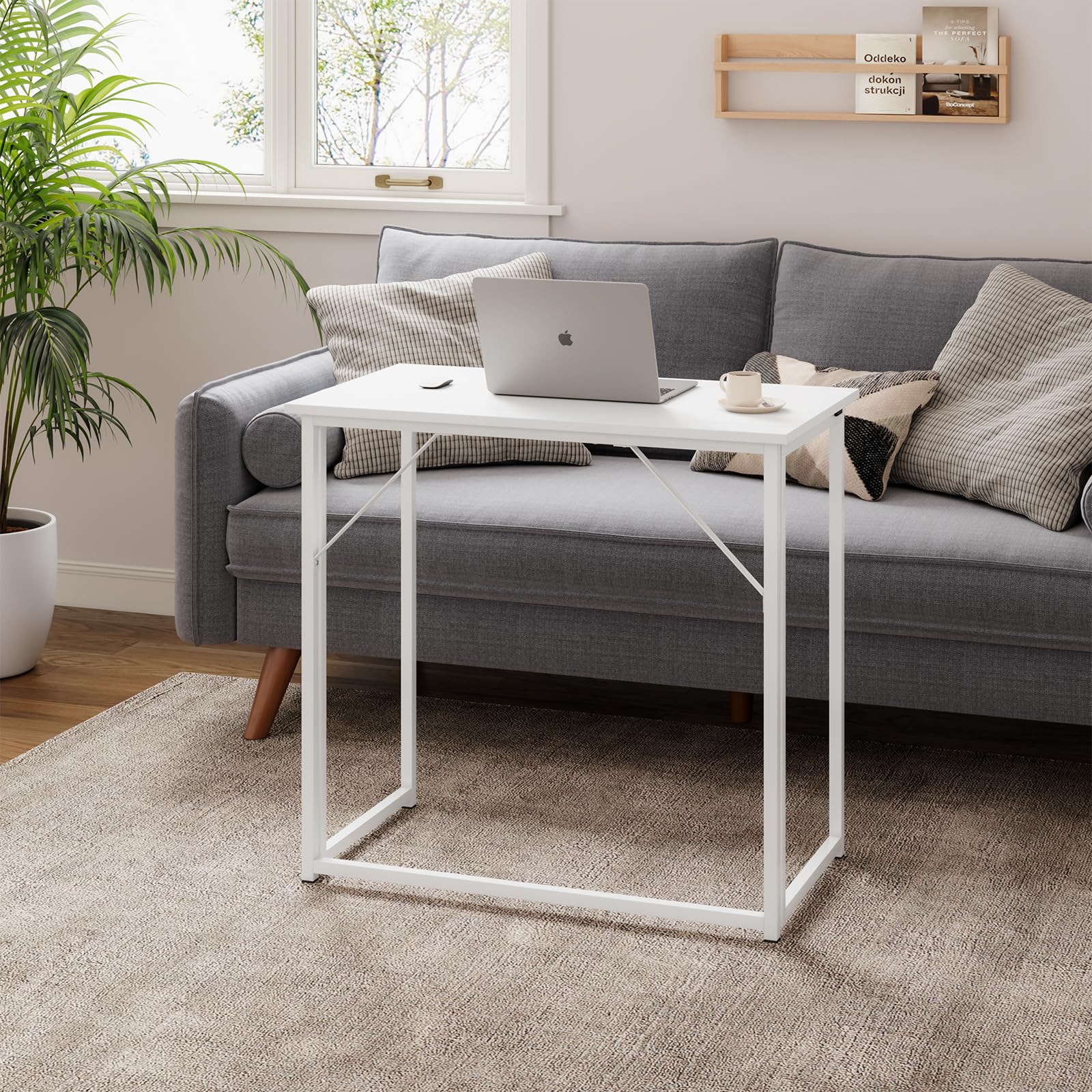Dripex Klapptisch 80x46 cm Klappschreibtisch Faltbar Tisch | Kleiner Schreibtisch klappbar Computertisch Platzsparender Tisch für Homeoffice Arbeitszimmer PC, Weiß