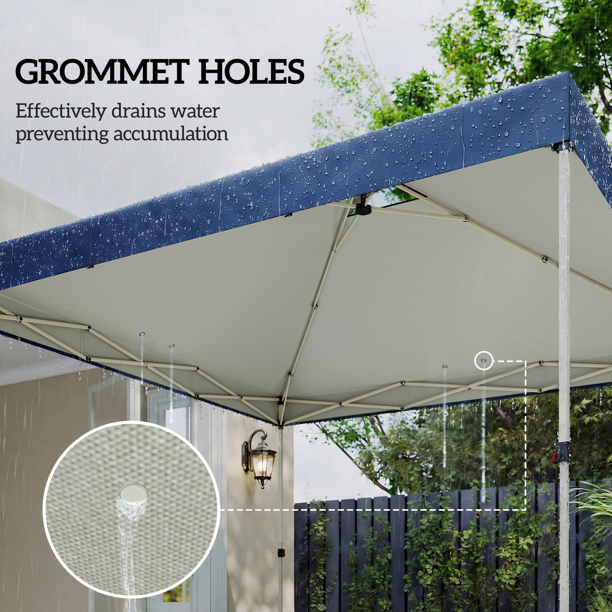 Outsunny 3 x 3(m) Pop Up Gazebo Canopy Replacement Cover with 8 Drainage Holes and Double Vents, UV50+ Waterproof Canopy Cover Replacement Top, Blue — view 7