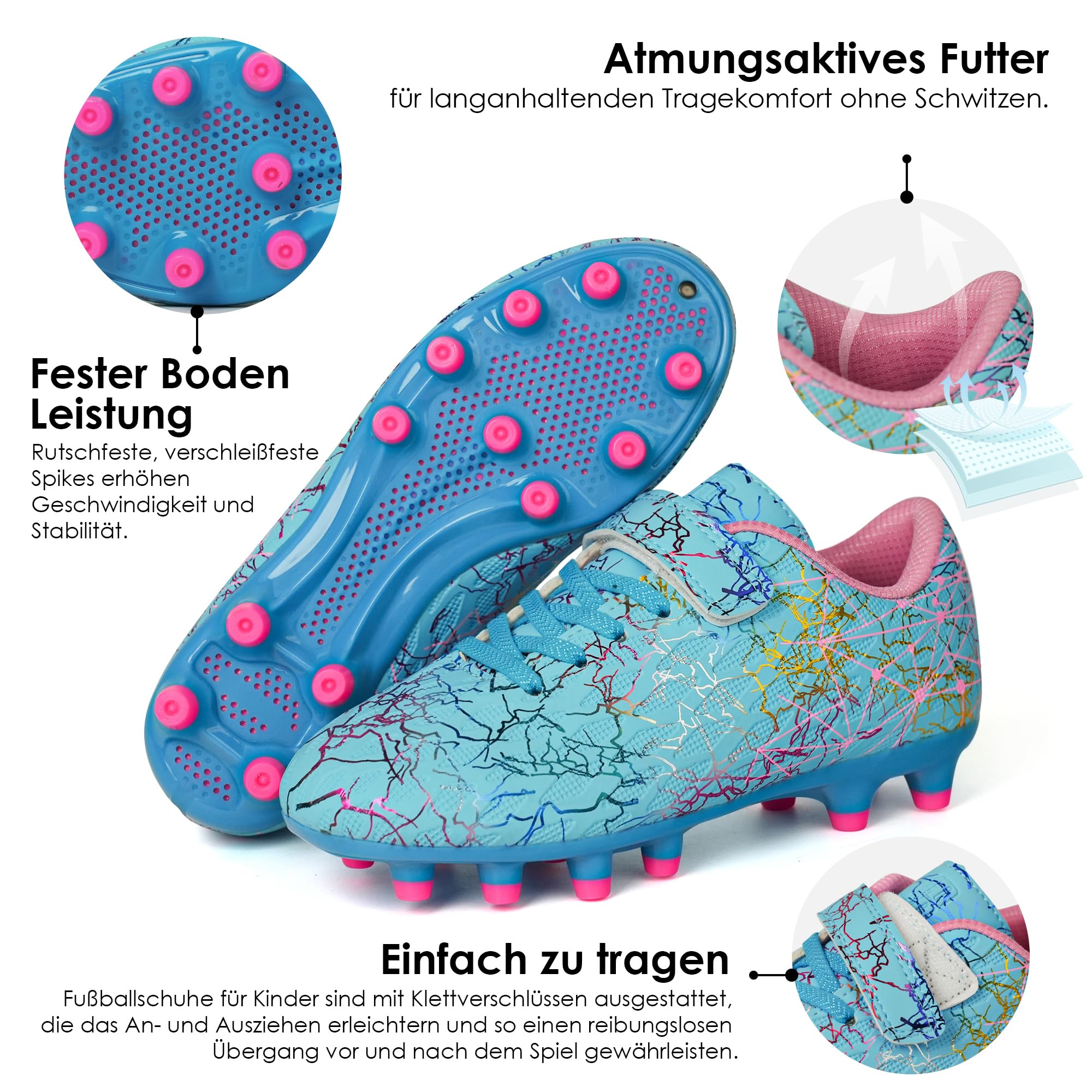 JABASIC Scarpe da Calcio F/G per Bambini e Bambine con Calzettoni da Calcio