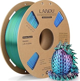 LANDU Silk PLA Filament Tricolor 1,75mm 1kg 3D Drucker Filament 3 Color PLA Filament Silk Hochglänzende Oberfläche Maßgenauigkeit +/-0.02mm,Rot Blau Grün
