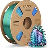 LANDU Silk Tri-Color PLA Filament 1.75mm 1Kg, Triple Color Silk PLA Filament, Silk Rainbow PLA Filament, Neatly Wound 3D Printer Filament, 3 in 1 Multi Color Filament +/-0.02mm, Silk Red Blue Green