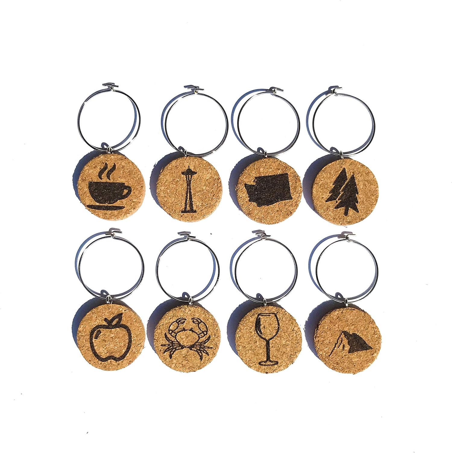 Washington Wine Charms (20+ Unique Sets) Cork Wine Glass