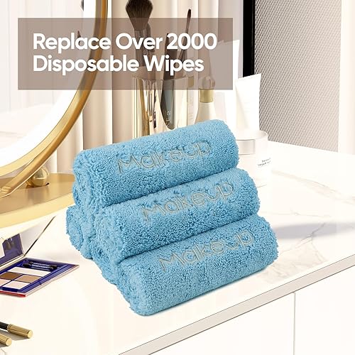 Miniatura 5 de HOMEXCEL Paquete de 6 paños de lavado removedores de maquillaje, lavables de primera calidad, suaves, de 13 x 13 pulgadas, toallas de maquillaje de