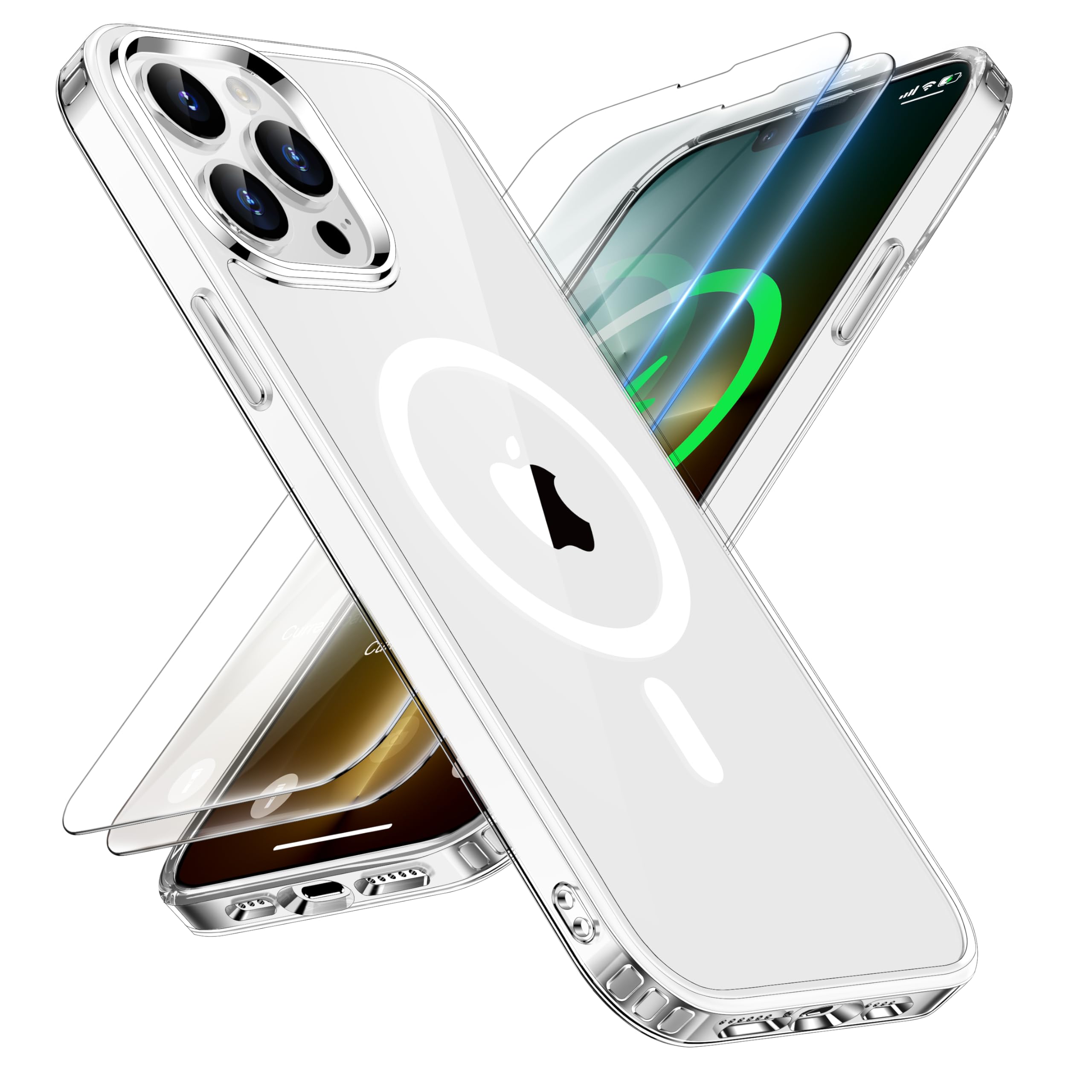 ORETECH Hülle für iPhone 17/17 Pro Max/16 Plus/15 Pro/14/13/12/11/XR/X/SE mit 2 Schutzfolie