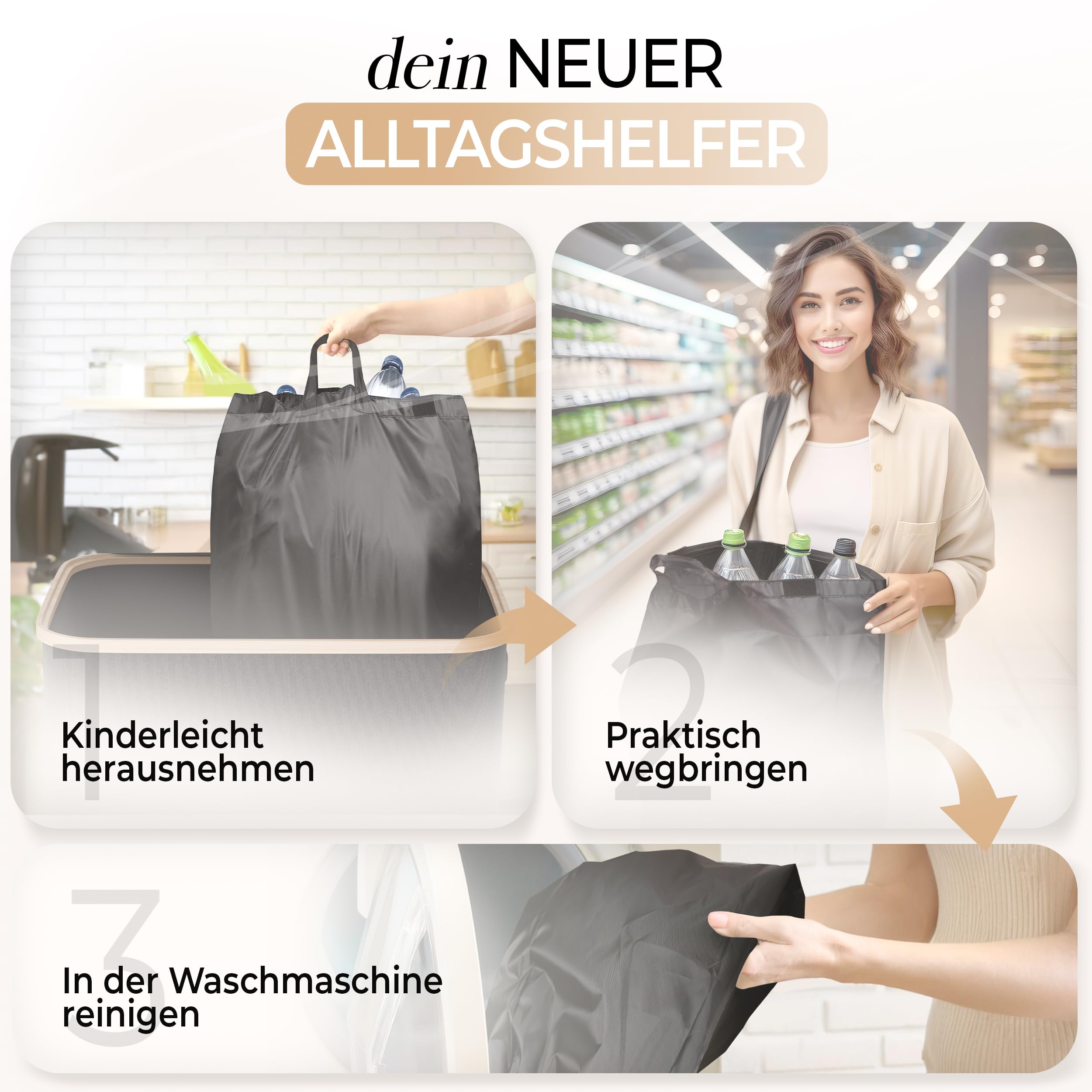 Récipient De Collecte UDUK 160 Litres - 2 Compartiments Avec Couvercle à Trous Pour Bouteilles Consignées