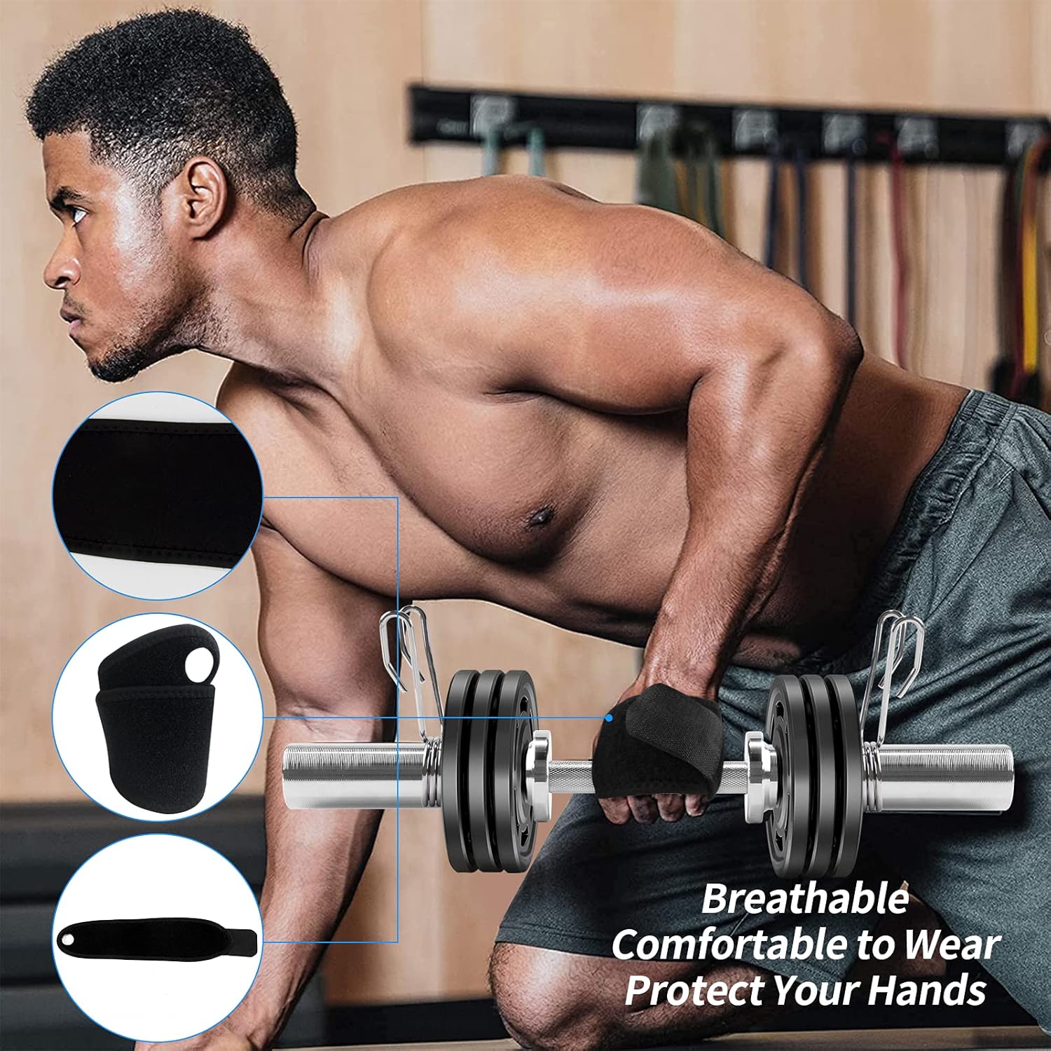 Antelife Olympic Dumbbell Handles 20" Loadable Dumbbell Bars for 2" Olympic Weight Plates, Holds 350 lbs with 4 Spring Collars and Non-Slip Gloves, Ideal for Home Gym Strength Training : Sports & Outdoors