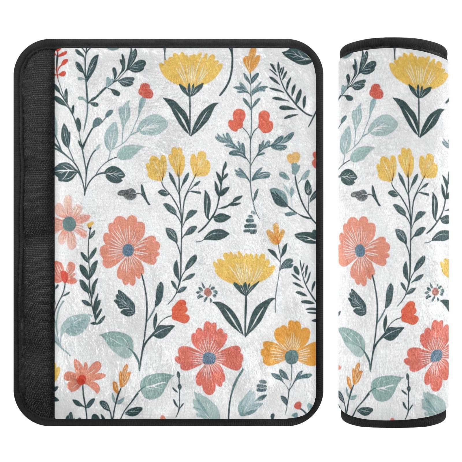 Seat Belt Covers 2 Pack Flowers Car Seat Strap Covers Super Soft Leaves Car Seat Neck Cover for Boys Girls Adults Babies S