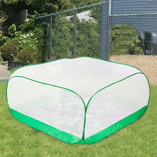 Miniatura 7 de Red de jardín mejorada 3.3 × 3.3 × 1.65 pies para cama de jardín cuadrada elevada, protección de malla de jardín ultra fina contra barrera de plagas