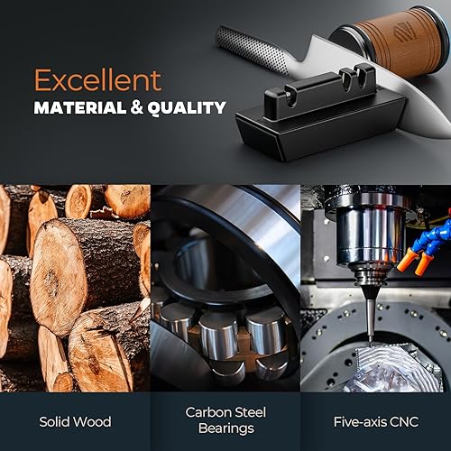 Miniatura 7 de Afilador de cuchillos rodantes, kit de afilado de cuchillos con discos de diamante y corindón para acero de cualquier dureza, base magnética de