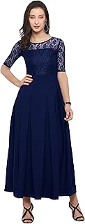 Brahmani Creation Women's Green Dress Crepe A-Line Maxi