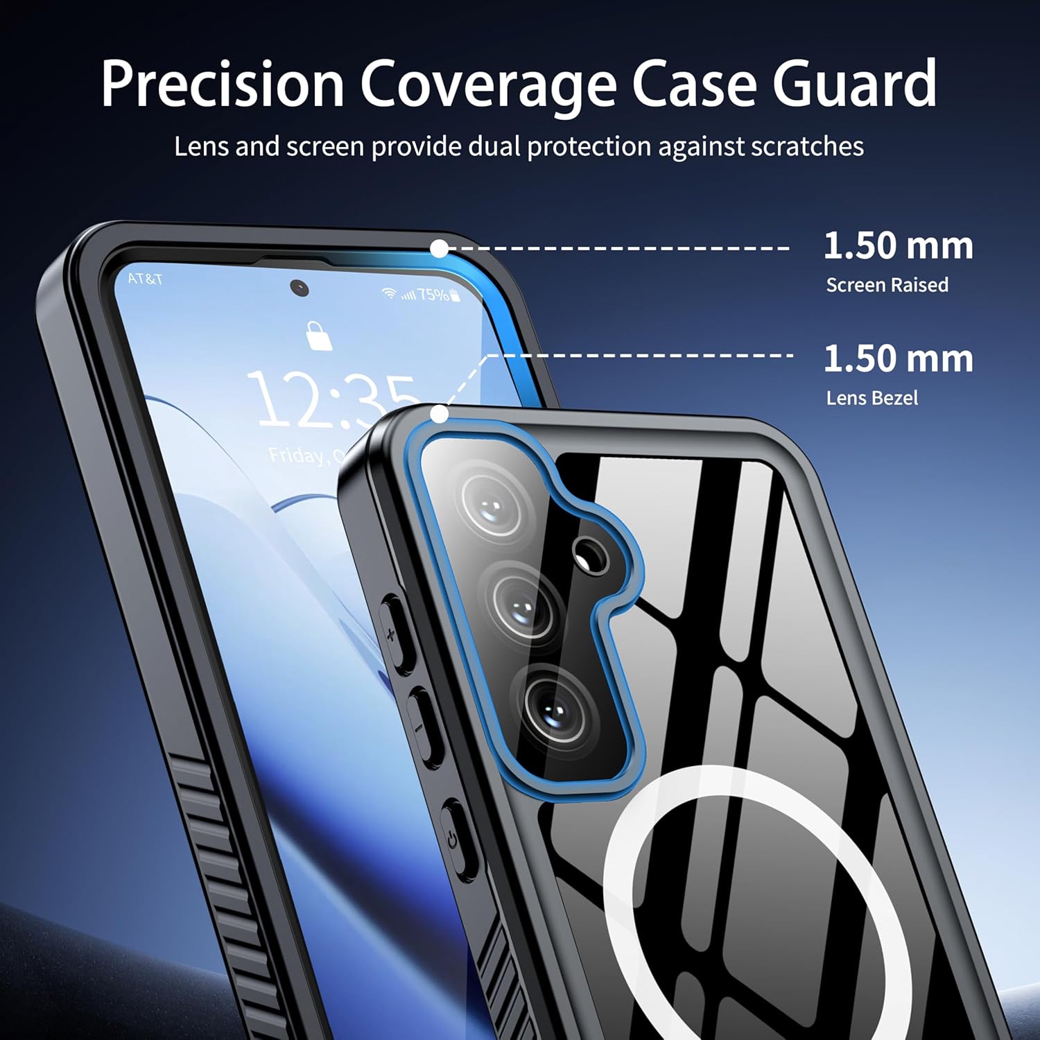 ANTSHARE Magnetic for Samsung Galaxy S25 FE Case, Waterproof with Built in Screen Protector & Camera Protection, [Compatible with MagSafe] [IP68 Underwater], Full Body Rugged Phone Case 6.7'' - Black