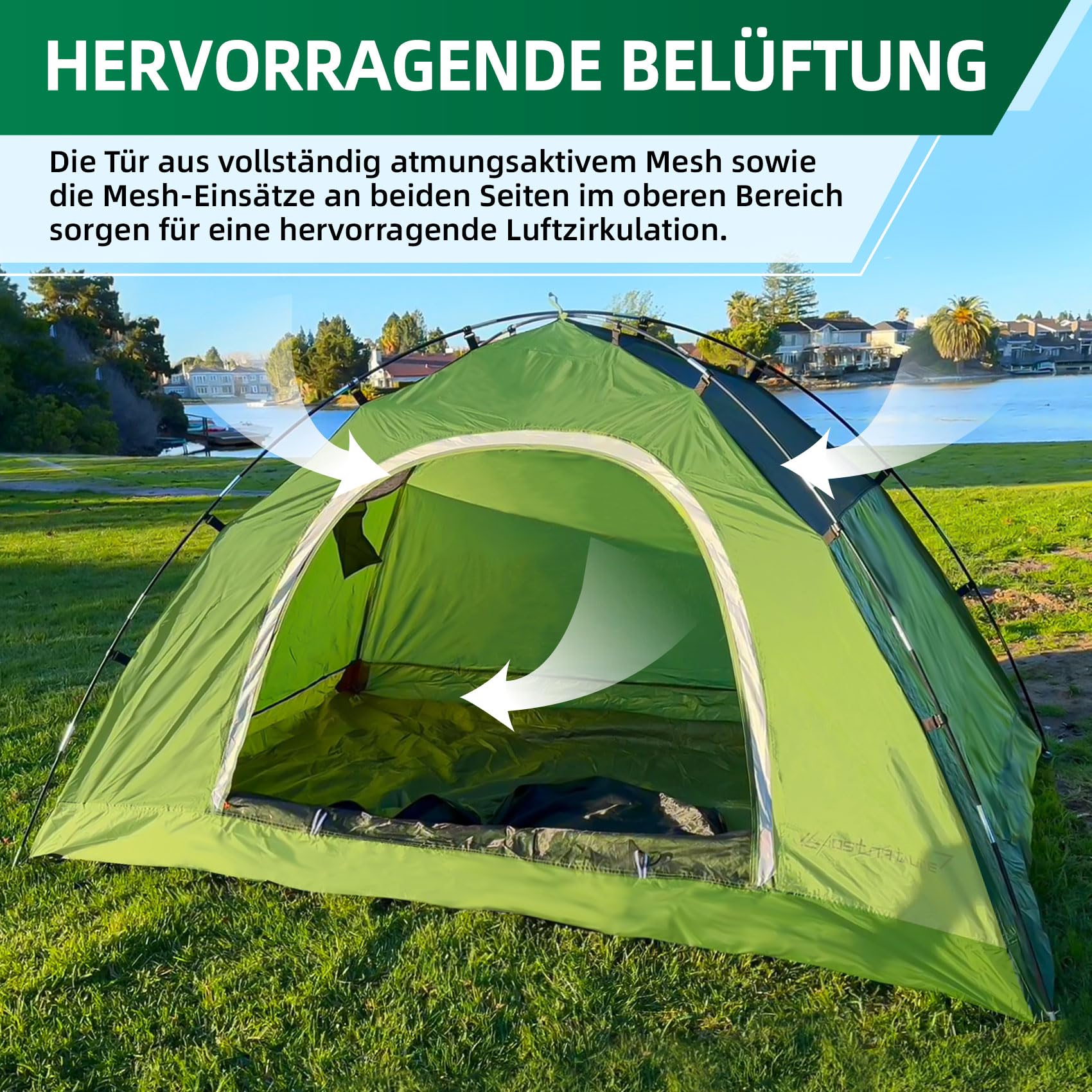 Clostnature 2/4 Personen Zelt für Camping - Wasserdichtes Outdoor Zelt Leichtes Kuppelzelt, Kompakt Zelt mit Kleinem Packmaß für Familie, Strand, Festival, Gruppe