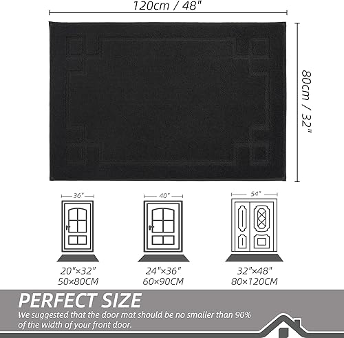 Miniatura 2 de BEQHAUSE Tapete para puerta de 32 x 48 pulgadas, antideslizante, lavable, de bajo perfil, absorbente y resistente a las manchas, tapete para puerta