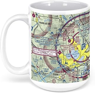Dane County Regional Airport, International Lane, Madison, WI, USA FAA Sectional Aeronautical Charts Chart Mug, 15oz