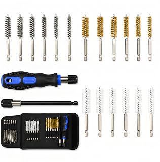 18pcs Wire Bore Brush Set for Drill Cleaning with 1/4" Hex Shank & Tool Bag | Nylon Brass Stainless Steel Wire Brush Drill Attachments, 6 Size Abrasive Drill Wire Brush for Power Drill Impact Driver