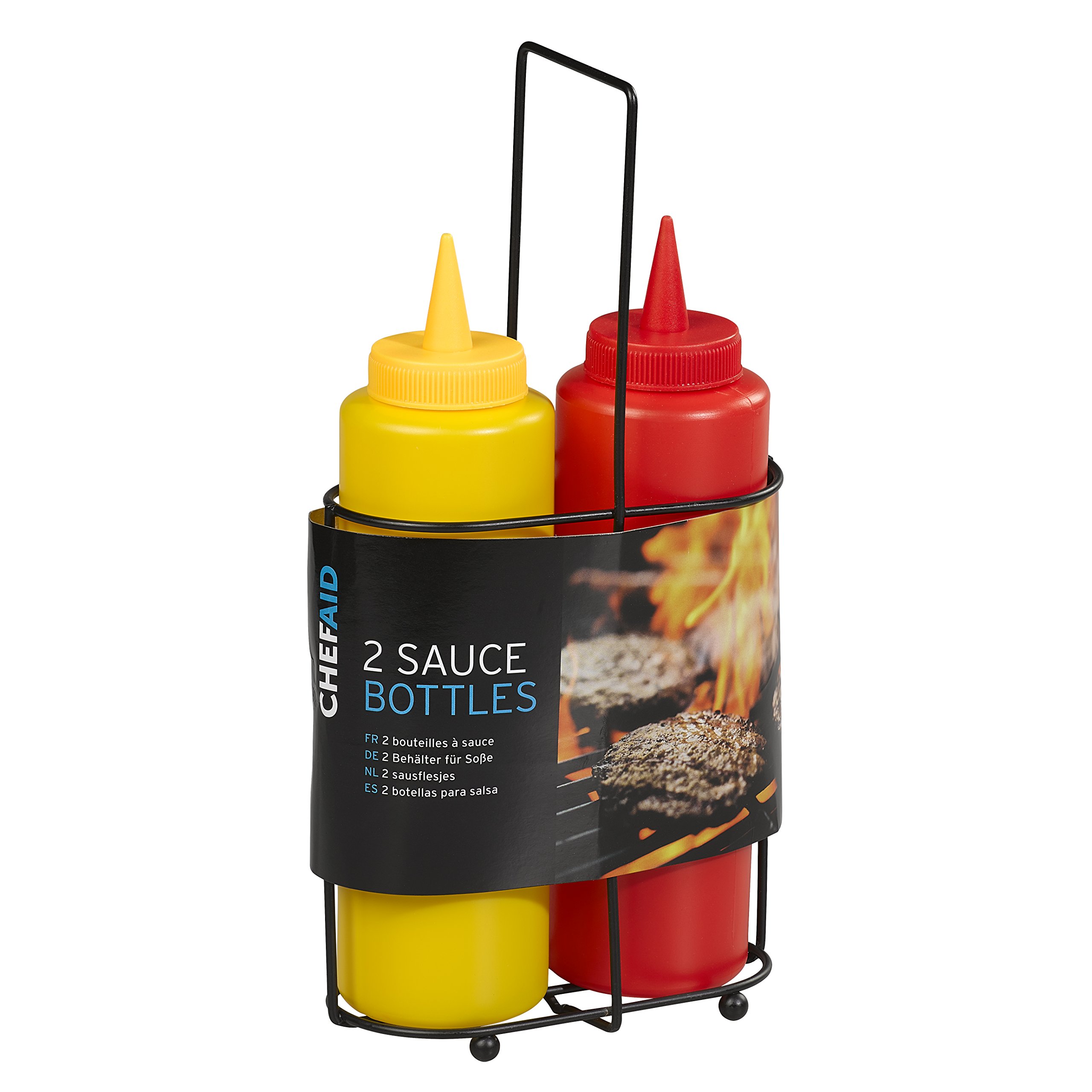 Chef Aid Sauce Bottles in Stand, Multi-Colour,10E11386